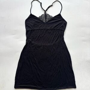 Victoria’s Secret black modal nightshirt size medium with lace back low back
